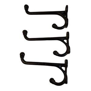 Vintage Black Iron Coat Western Harness Hooks Wall Mounted Heavy Duty Rustic De